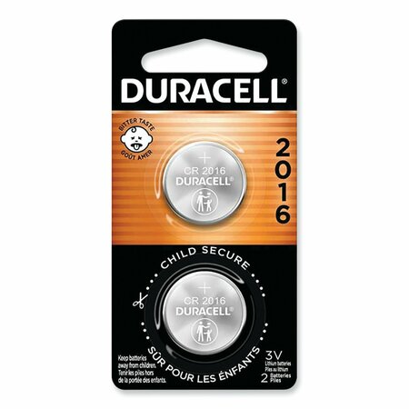 DURACELL Lithium Coin Battery, 2016, PK2 DURDL2016B2PK